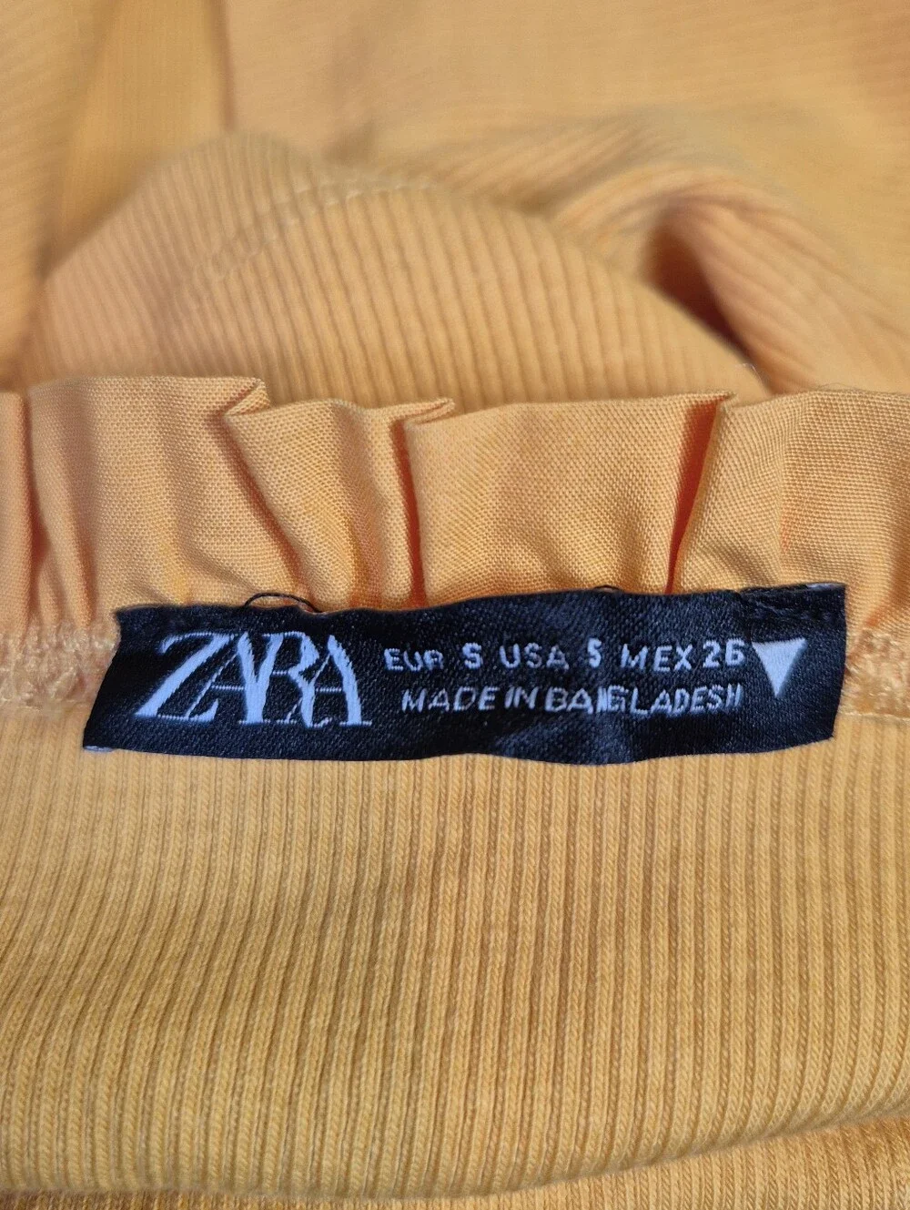 Zara Mustard Yellow Ribbed Ruffle Halter Crop Top, Small - Picture 7 of 8